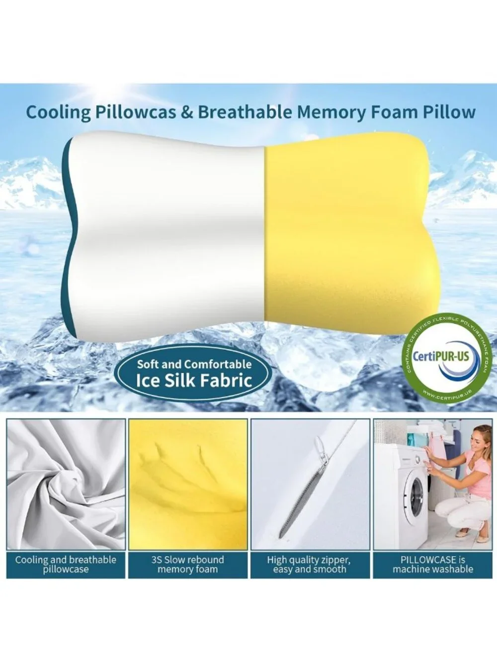 Ergonomic Cervical Neck Pillow for Pain Relief - Contour Memory Foam Support